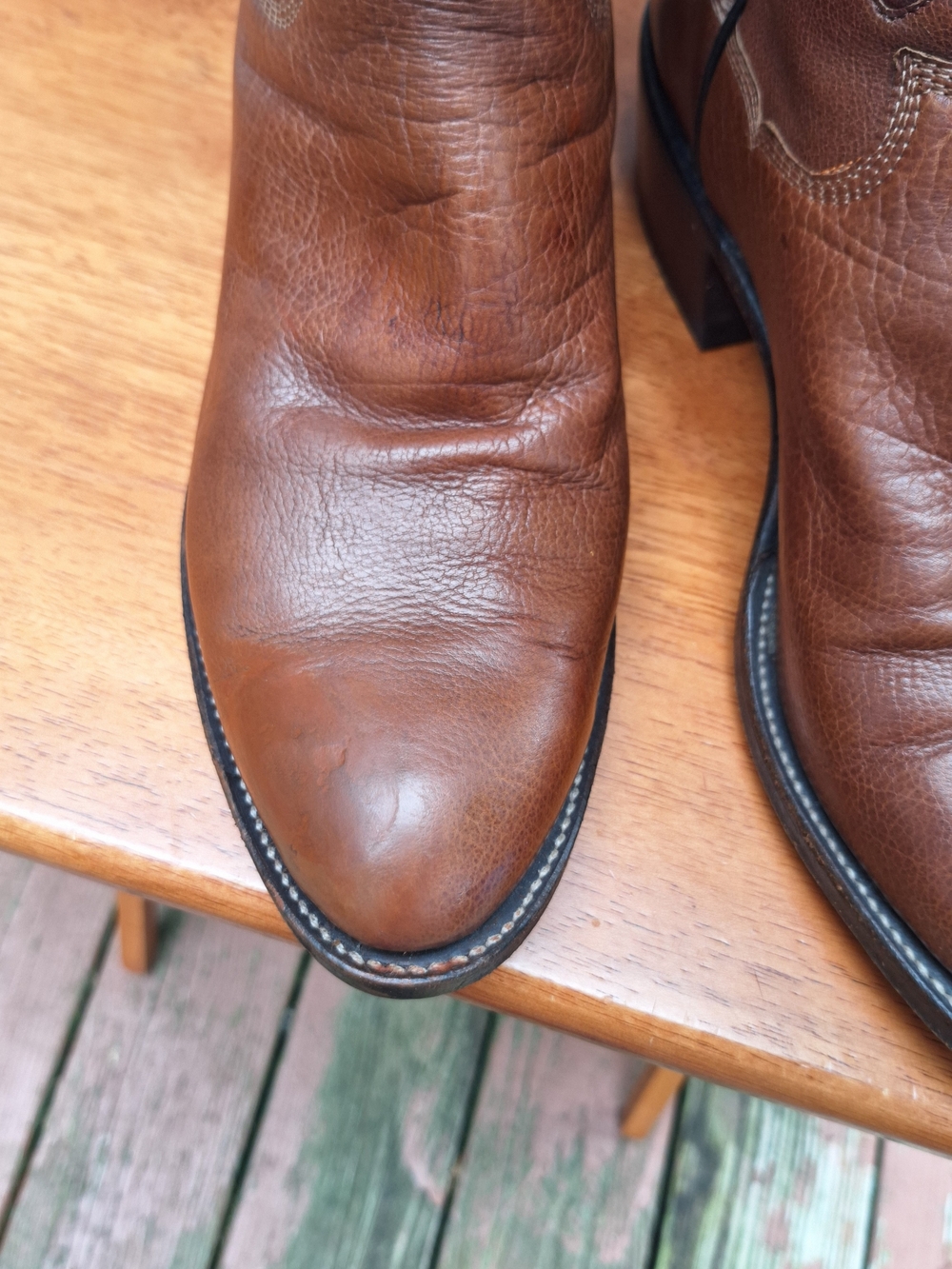 Men's Paul BOND Custom Brown Western Leather Cowboy Boots, Size 9.5D Handmade - Picture 3 of 6